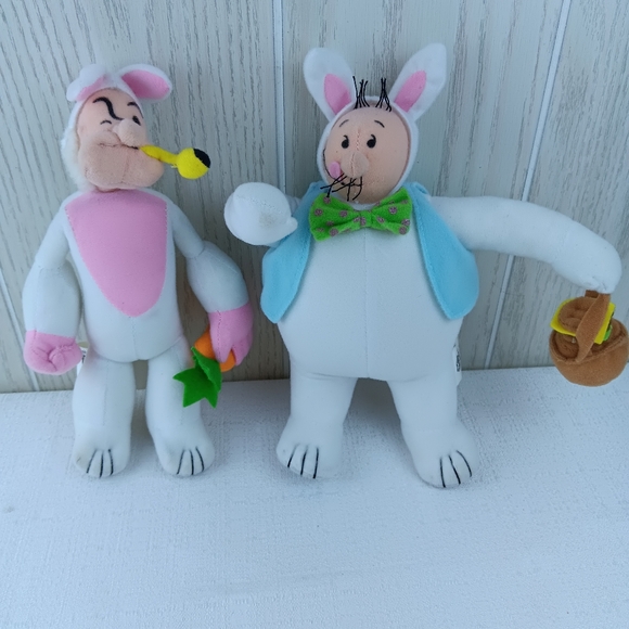 Popeye's Popeye An Wimpy As Bunny Rabbit plush 12" basket w hamburger plush 2004 - Picture 3 of 15